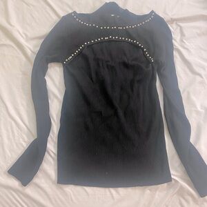 NWOT Black Form fitting Sweater with embellishments